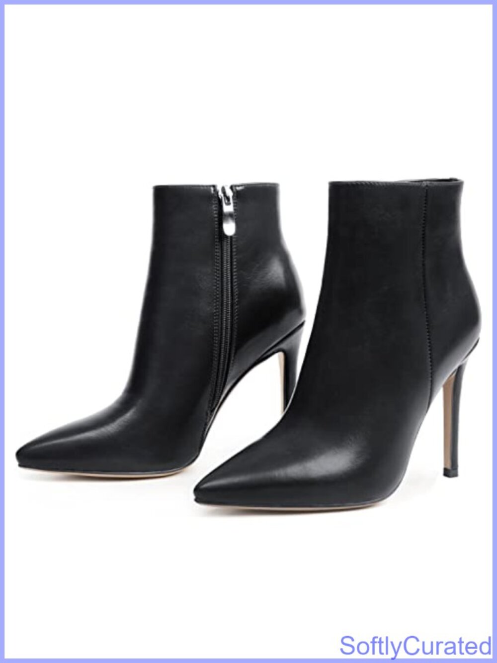Pointed Toe Ankle Boots Stiletto Heel Side Zip Booties